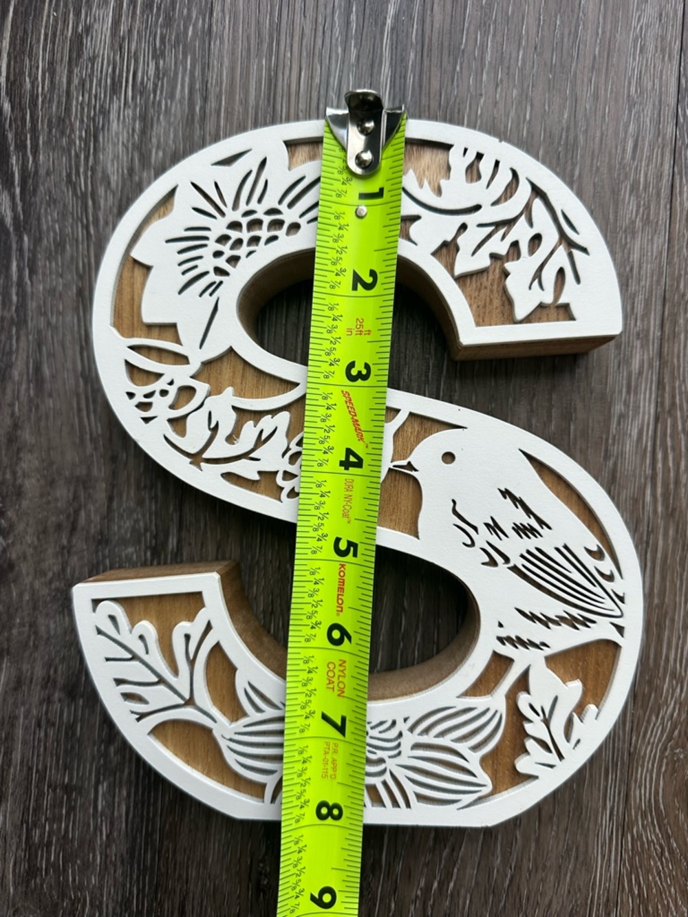 Letter S Decorative Wood & White Laser-Cut - Picture 8 of 10
